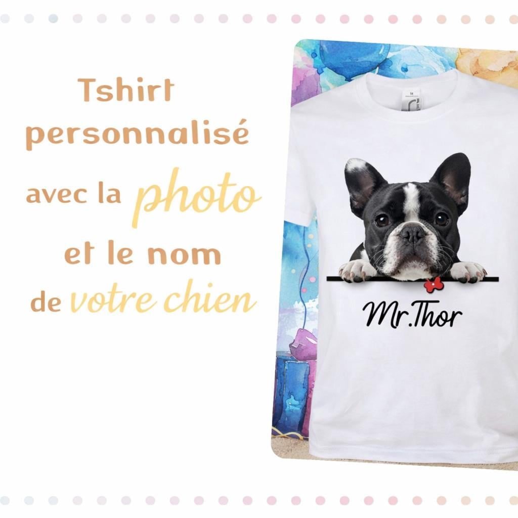 T-shirt personnalisé avec photo de votre chien ou chat