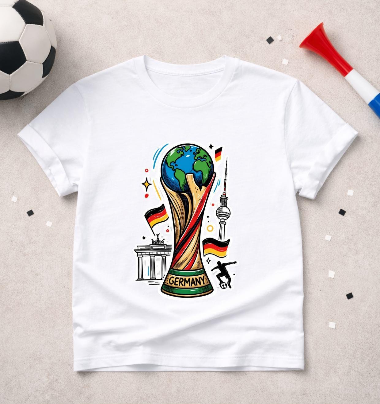 T-shirt adulte ou enfant ou body bébé Coupe du Monde 2026 foot Allemagne