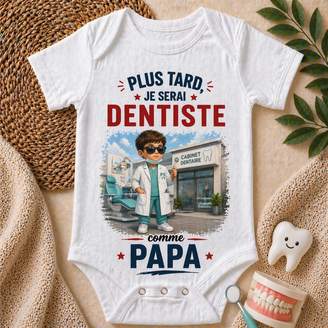 Body bébé plus tard je serai dentiste comme papa – Cadeau naissance original – Body bébé humour – Idée cadeau papa – Body personnalisé