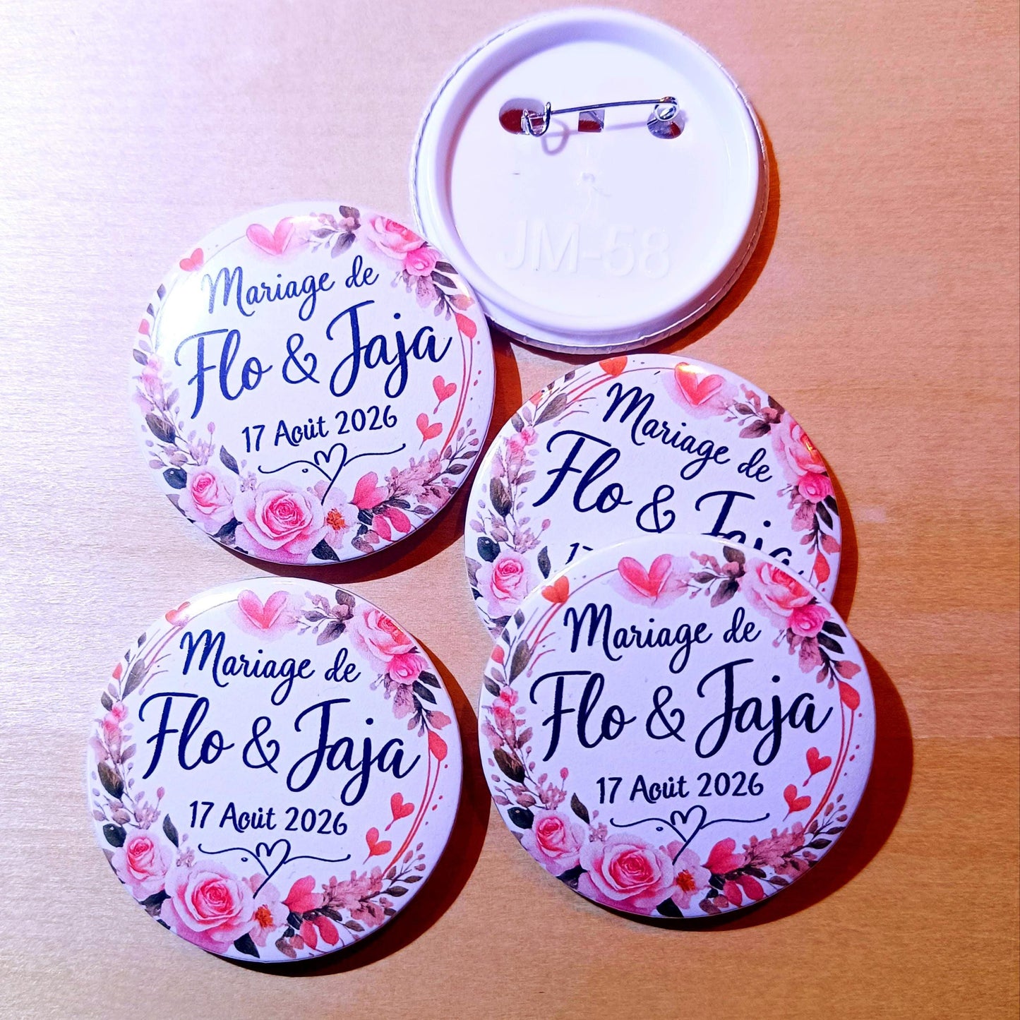 Badge Personnalisé Mariage, Anniversaire, Baptême, EVJF