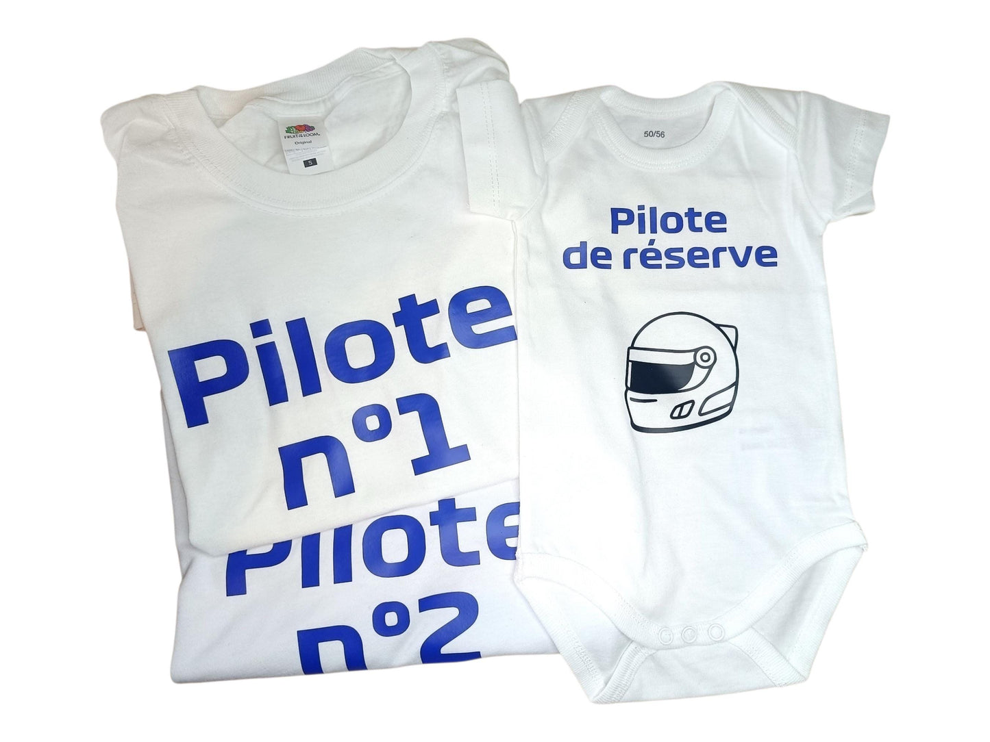 Tshirt adulte homme et femme et body bébé assorti, lot tshirt et body Formule 1, F1, pilote 1, 2, 3, casque de f1, F1 helmet, Ferrari