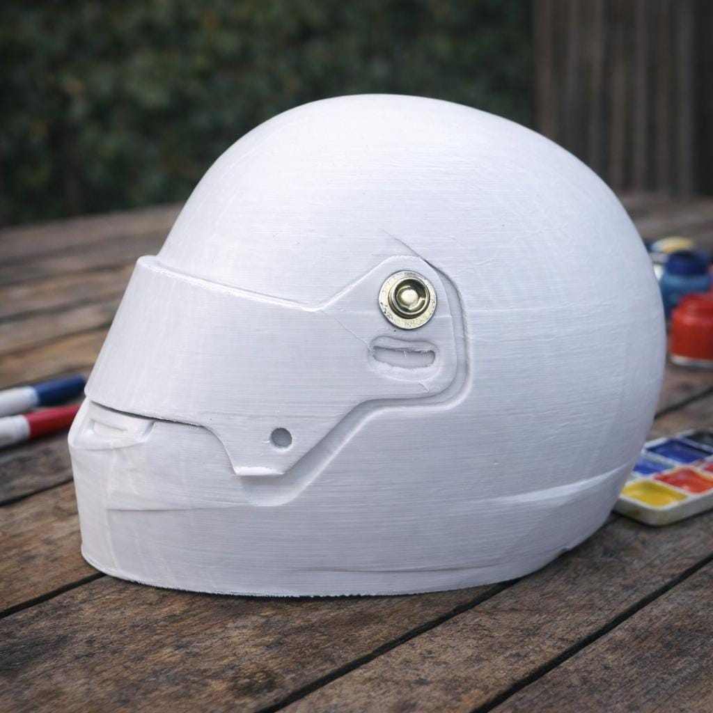 Casque F1 à peindre soi-même – Échelle 1/2 – 13 cm – Activité créative enfant adulte – Cadeau pilote – Loisirs créatifs