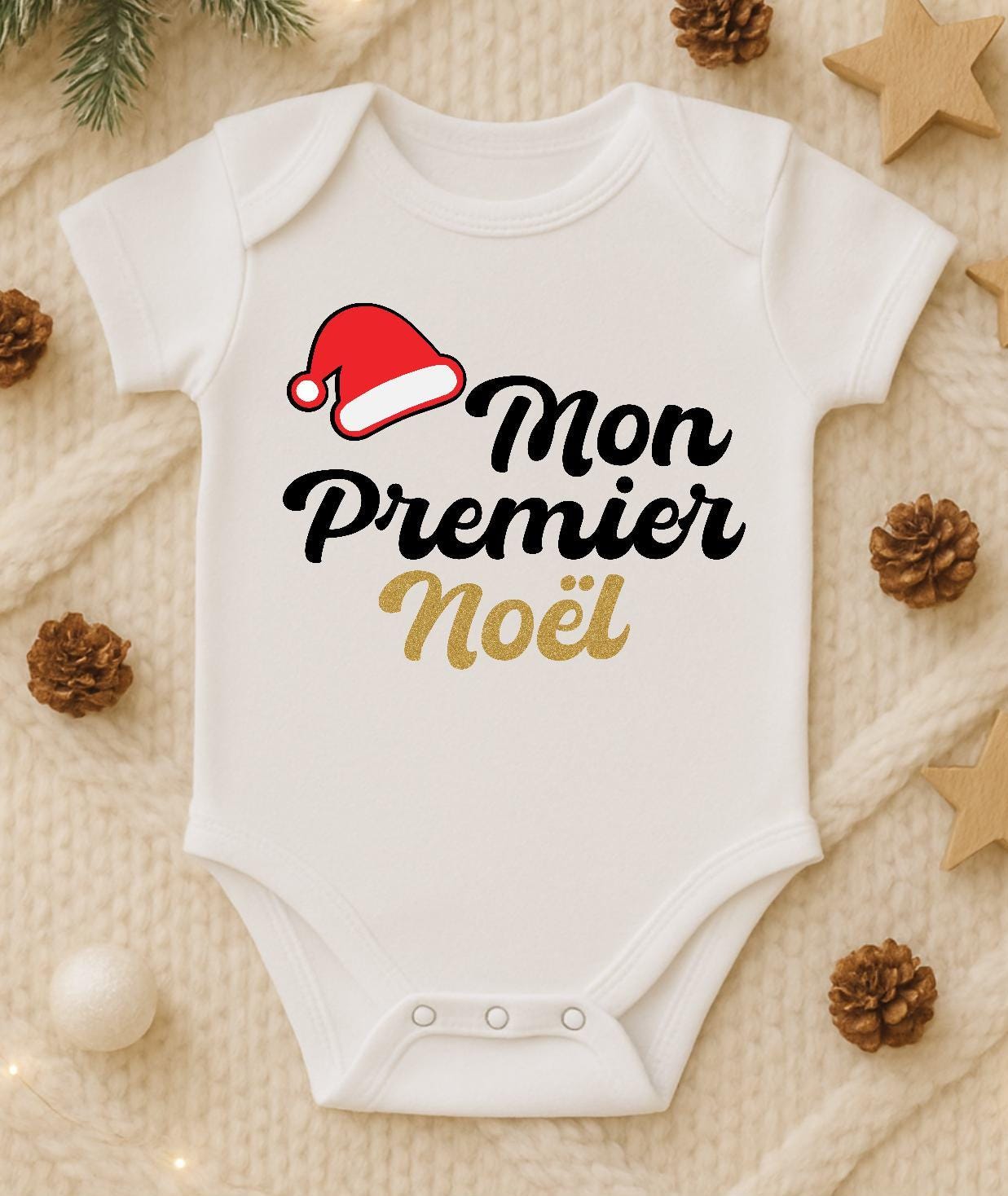 Body bébé personnalisé "mon premier noël" – premier noël de bébé, Cadeau naissance tendre & mignon