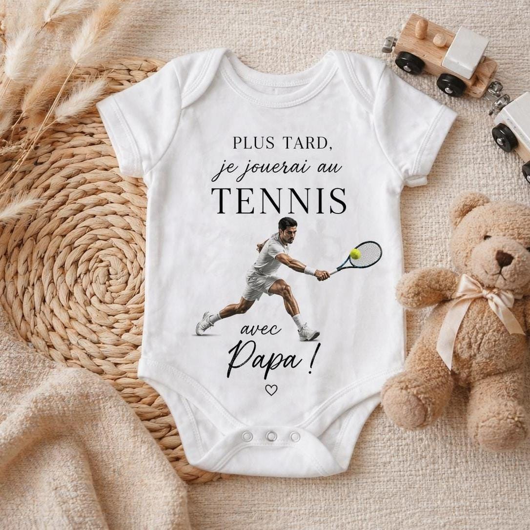 Body Bebe Tennis Francais Futur Champion Papa - Cadeau Sport Nouveau-ne Unisexe Humoristique