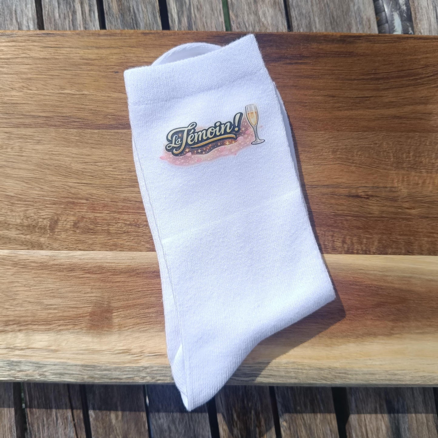 Paire de chaussettes blanches personnalisées thème Mariage – Le Marié La Marié, témoin demoiselle d'honneur- mariage EVG EVJF Anniversaire