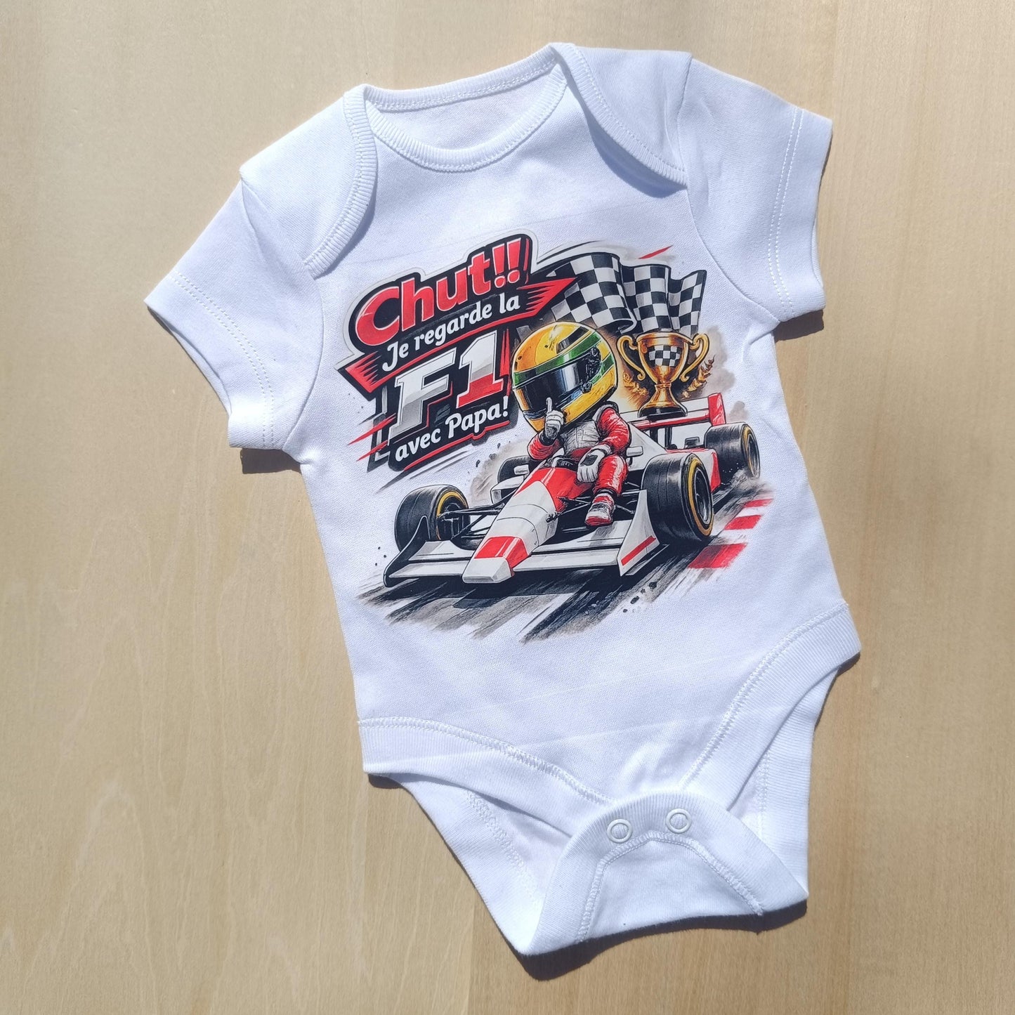 Body bébé F1 – Chut, je regarde la F1 avec Papa – Ayrton Senna Mclaren