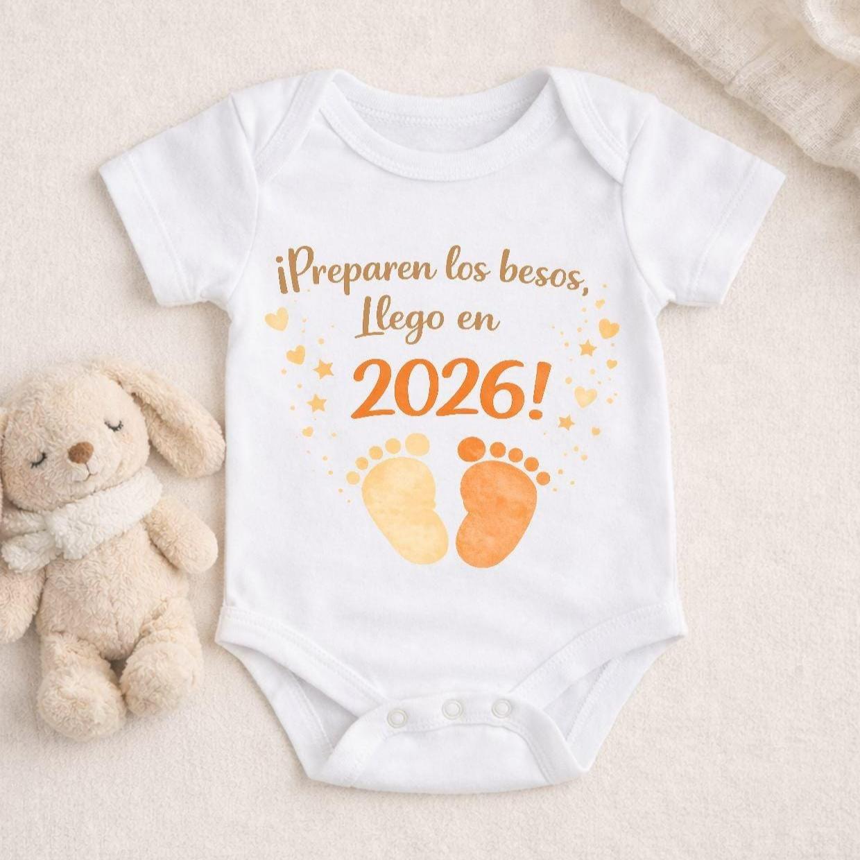 Body bebé anuncio embarazo 2026 2027 – Preparen los besos, llego en 2026