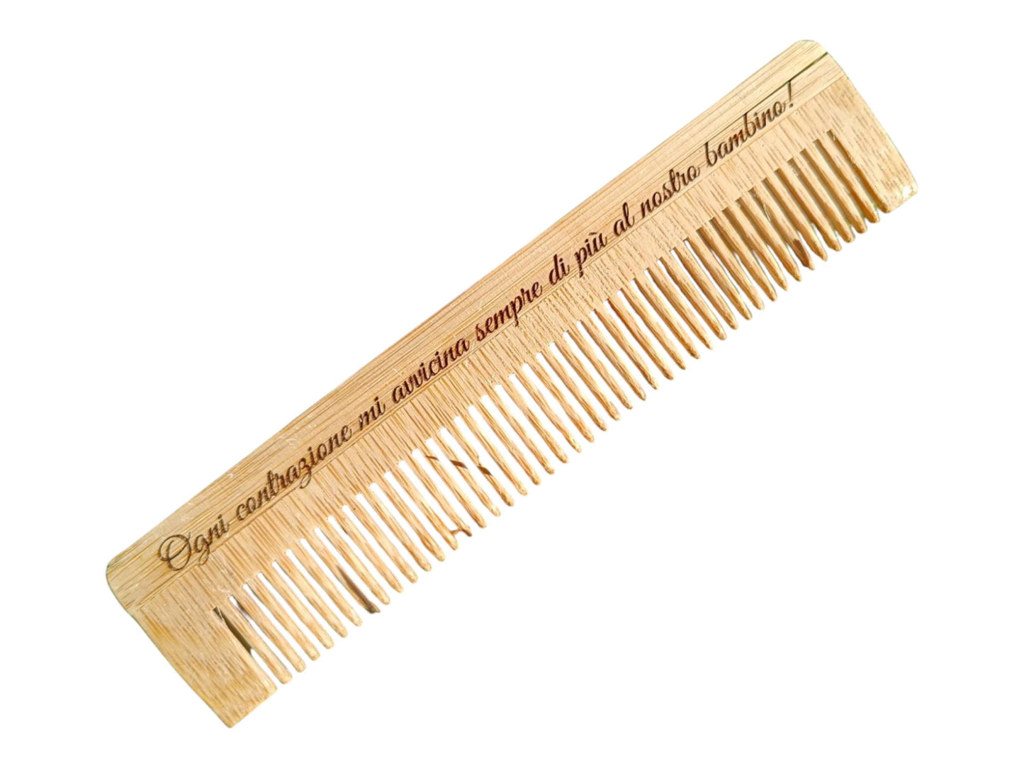Natural Birth Bamboo Comb 13cm - Engraved Mantra Pain Relief Tool for Labor Without Epidural