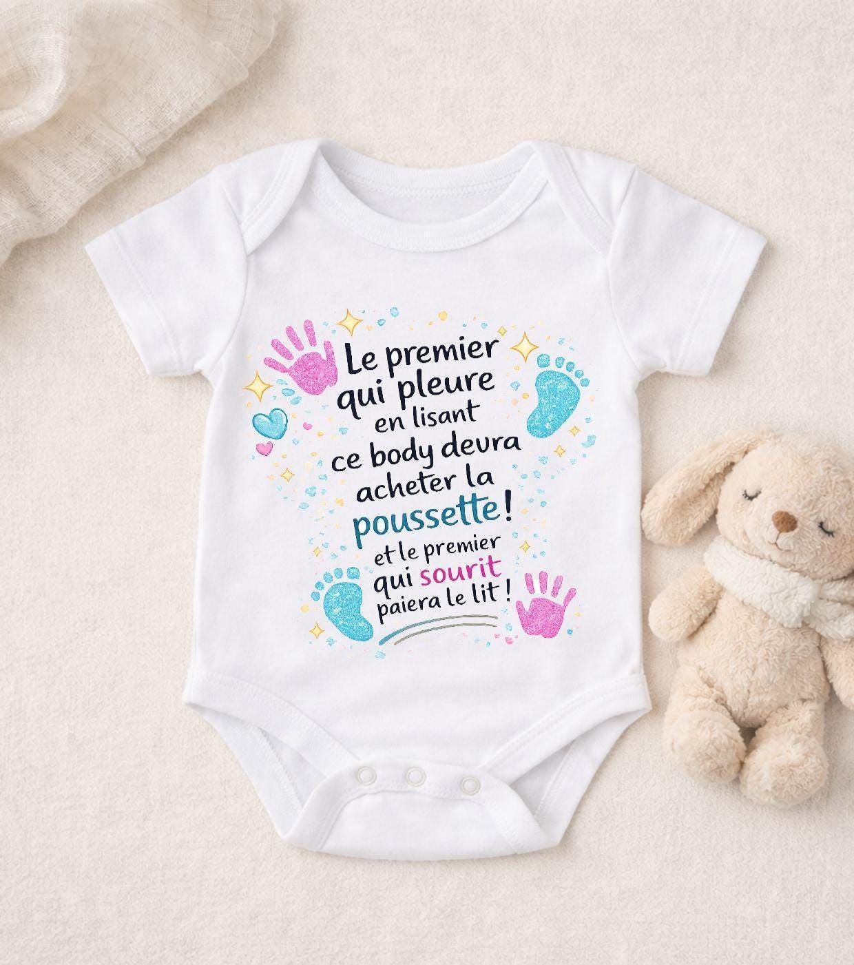 Funny French Baby Bodysuit - Humorous Newborn Gift - Original Birth Present - Baby Shower Onesie