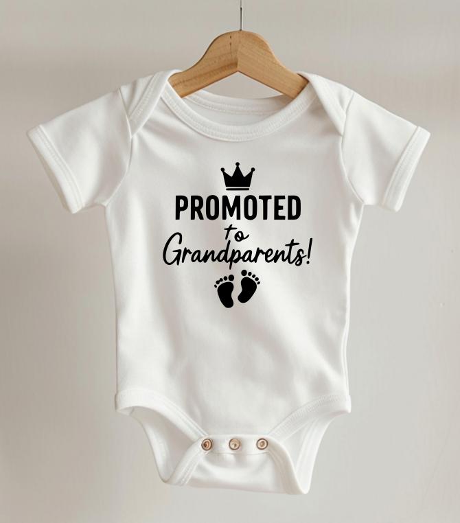 Baby Bodysuit Pregnancy Announcement – Funny & Cute Reveal Gift for Grandparents, Family, Baby Shower – White Cotton Onesie with Quote