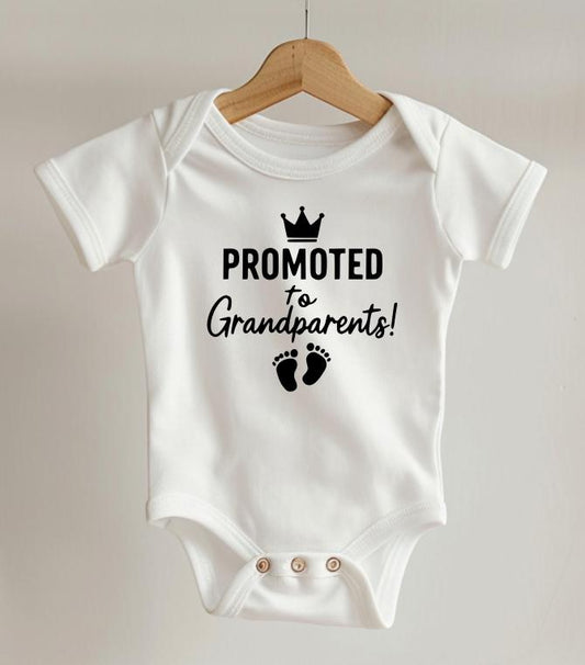 Baby Bodysuit Pregnancy Announcement – Funny & Cute Reveal Gift for Grandparents, Family, Baby Shower – White Cotton Onesie with Quote