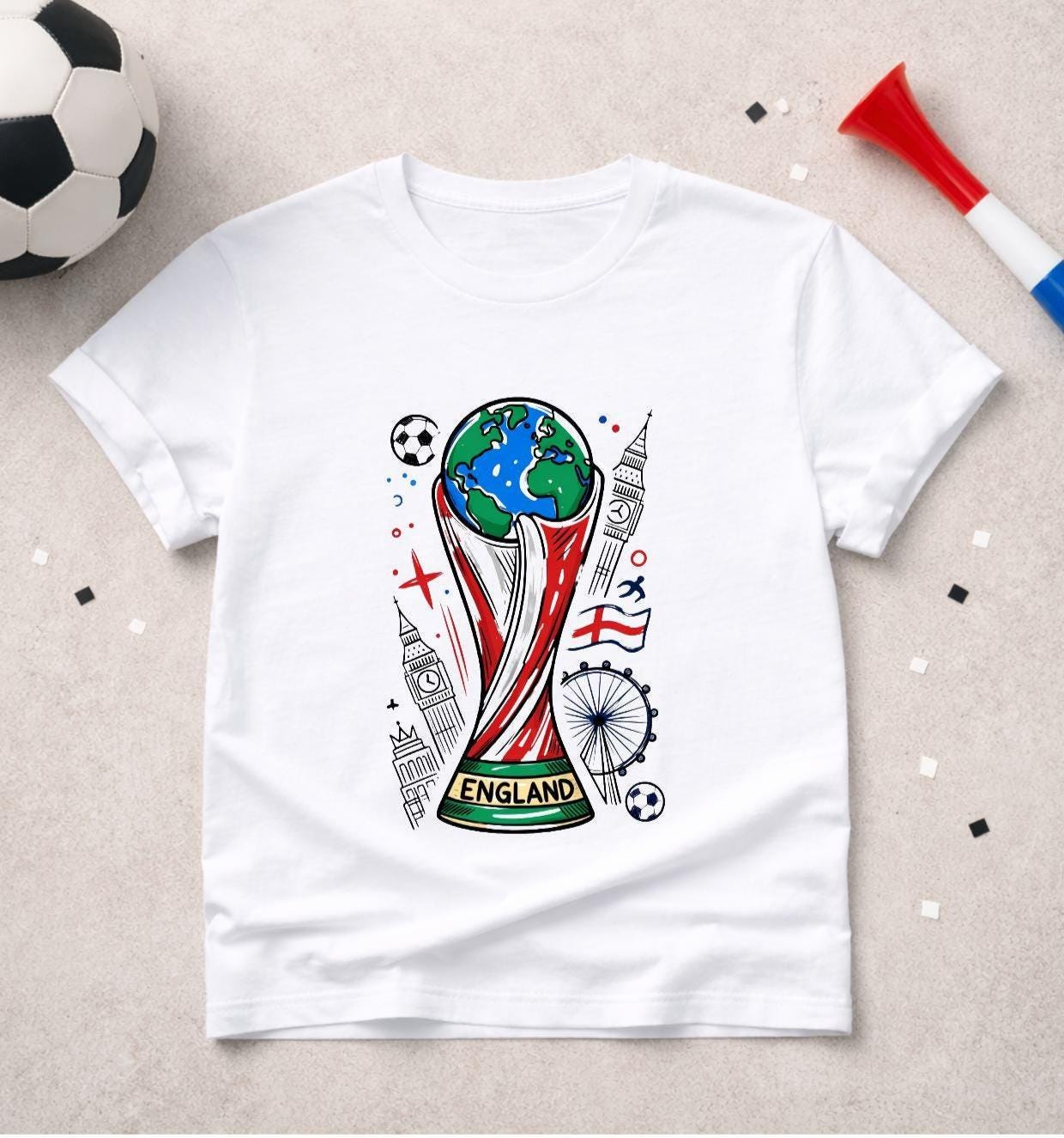 T-shirt adulte ou enfant ou body bébé Coupe du Monde 2026 foot Angleterre