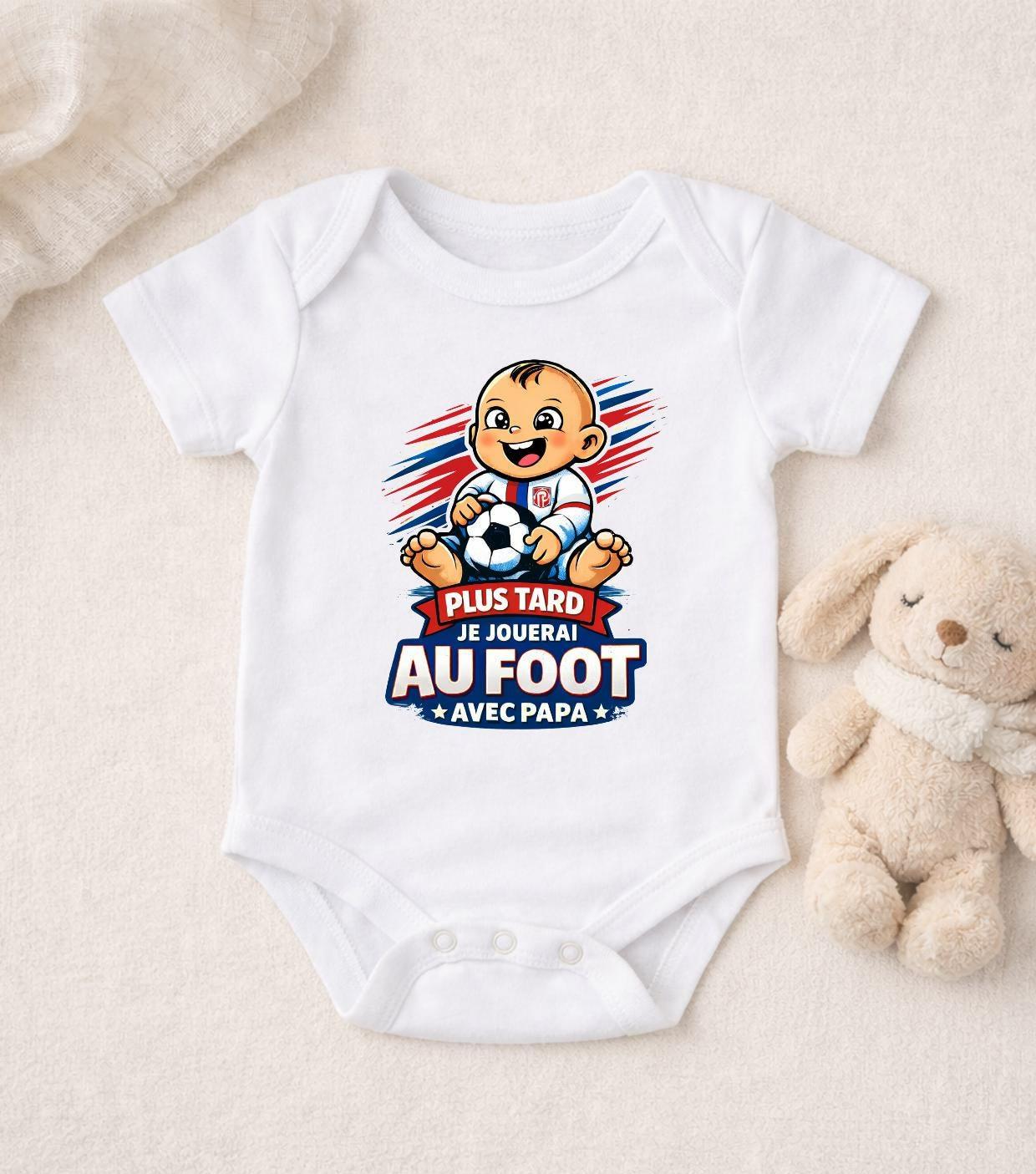 Body bébé, plus tard je jouerai au foot comme avec papa, futur footballeur, annonce de grossesse football, idée cadeau, lyon