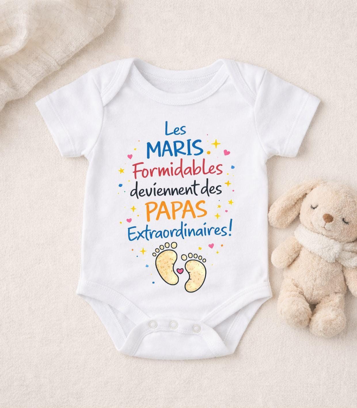 Body bébé papa « Les maris formidables deviennent des papas extraordinaires » – Cadeau futur papa – Annonce grossesse