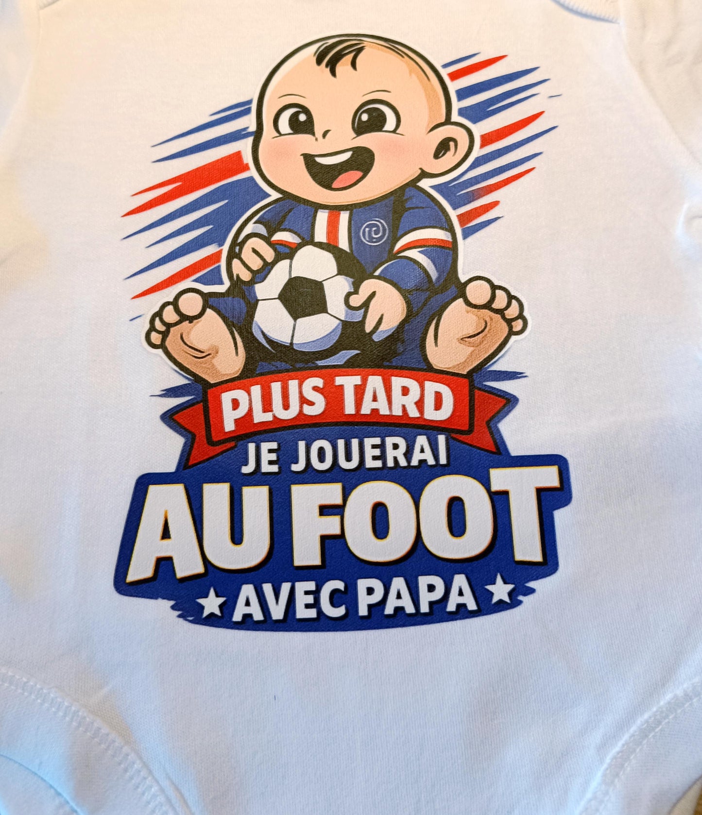 Body bébé, plus tard je jouerai au foot comme avec papa, futur footballeur, annonce de grossesse football, idée cadeau, psg bébé