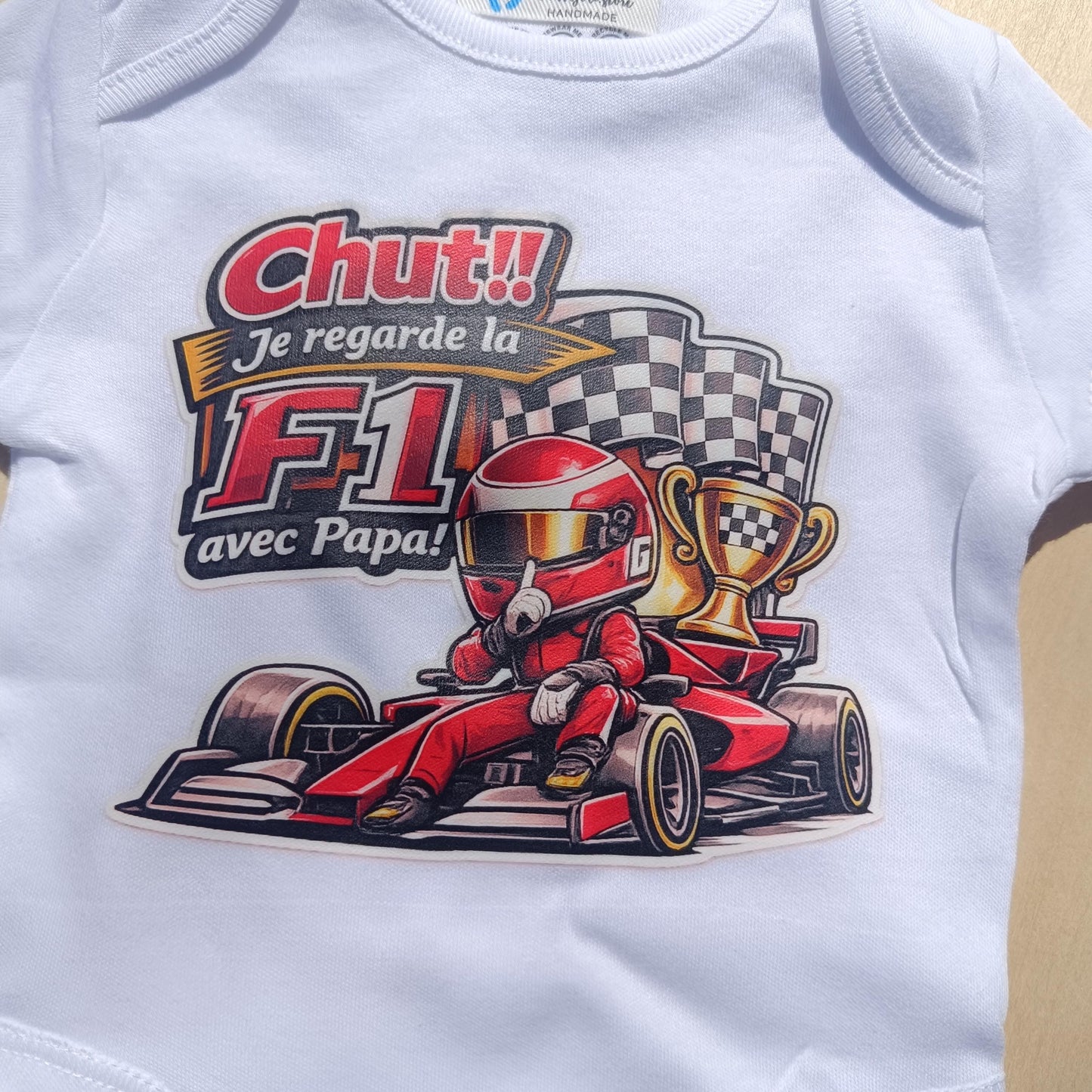 Body bébé F1 – Chut ! je regarde la F1 avec Papa– Charles Leclerc Ferrari