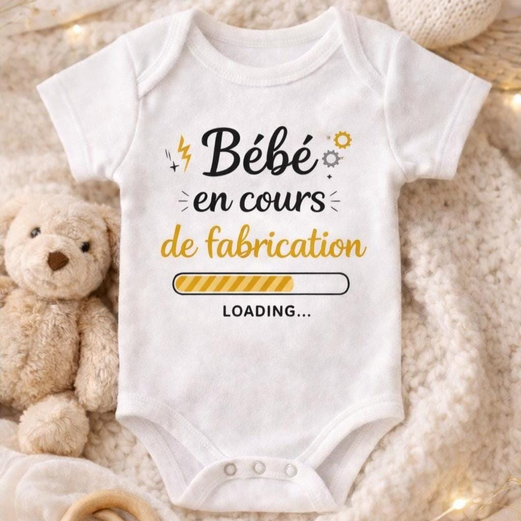 Body bébé pour annonce de grossesse, bébé en cours de chargement, annonce à papi, mamie, tonton, tata, maternité, cadeau naissance