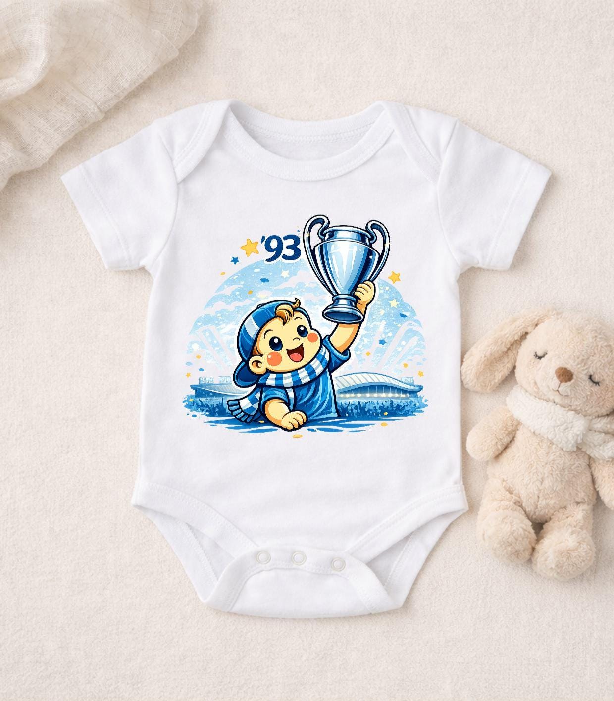 Body bébé Minot Supporter ou tshirt– Déjà fier d’être Marseillais – Body naissance football – Cadeau bébé supporter – DTF foot marseille