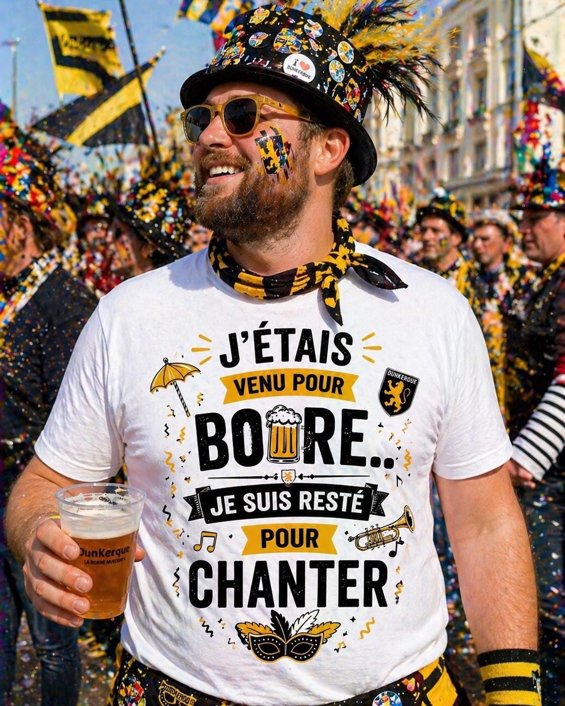 T-shirt Carnaval de Dunkerque– Jean Bart– Tee shirt beauf drôle – Cadeau homme humour alcool - tshirt apéro fête cadeau- carnavaleux marrant