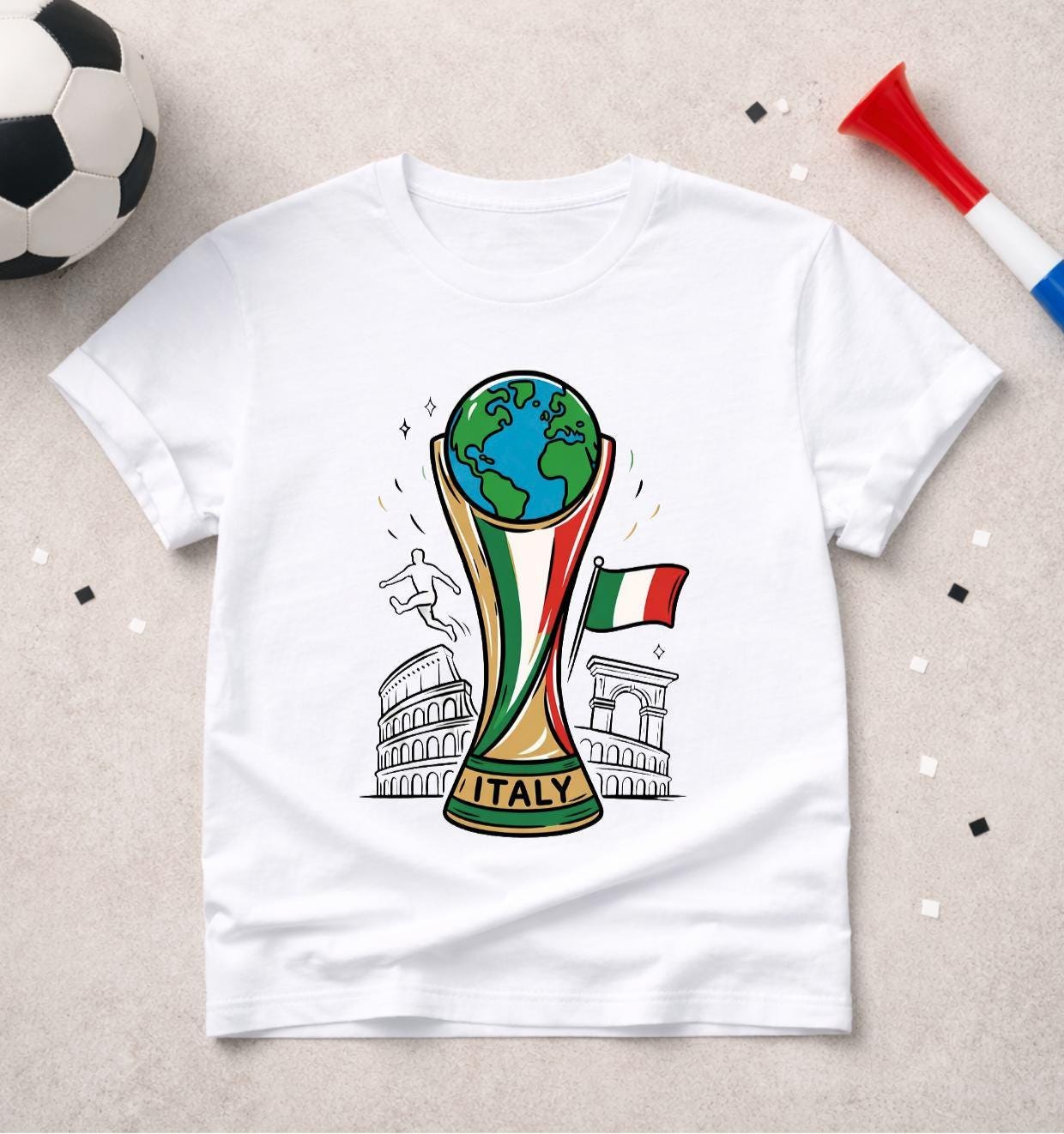 T-shirt adulte ou enfant ou body bébé Coupe du Monde 2026 foot Italie