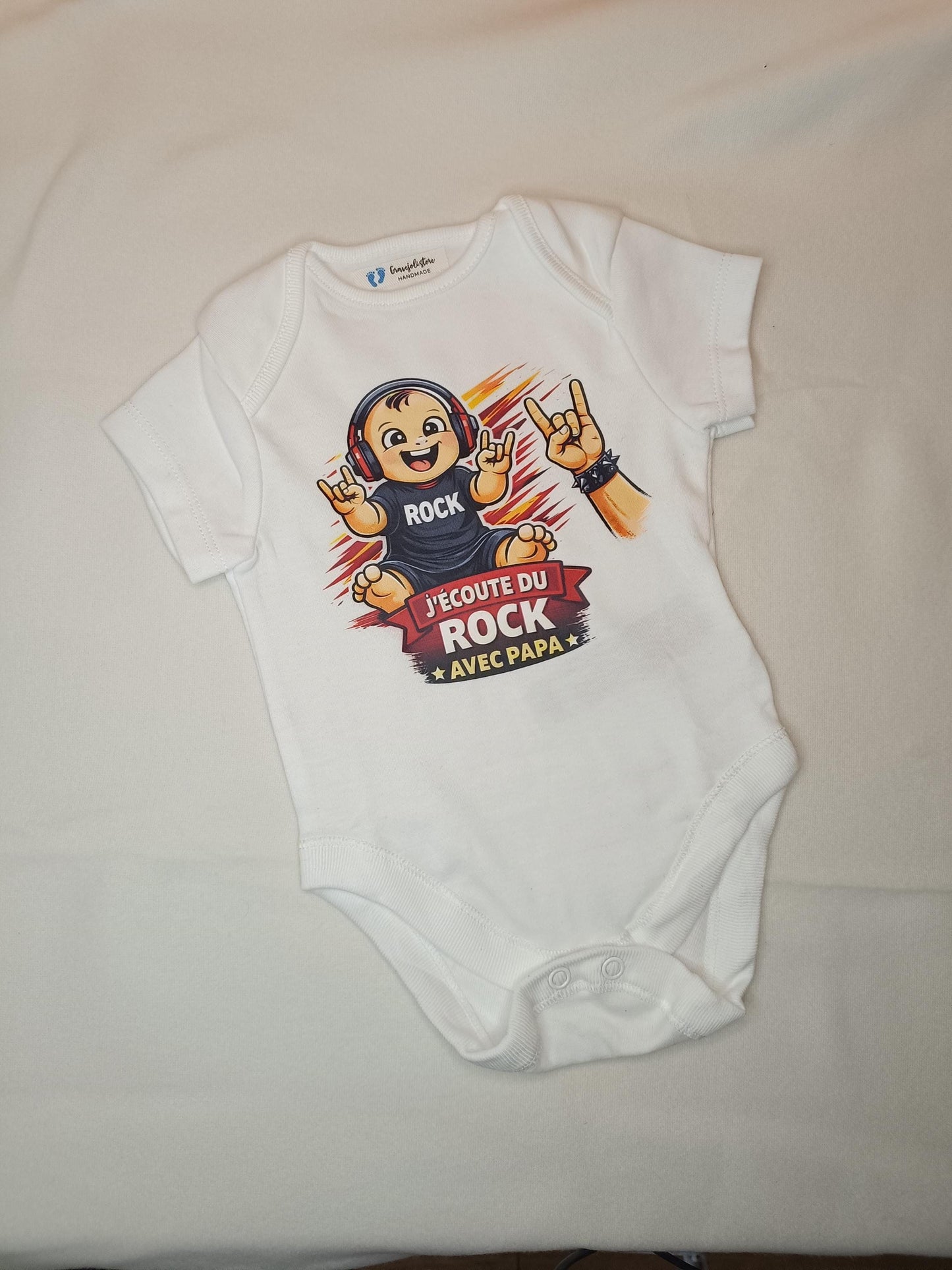 Body Bébé Rock avec Papa - Musique Metal Personnalisé Hard Rock Cadeau Futur Papa Annonce Grossesse