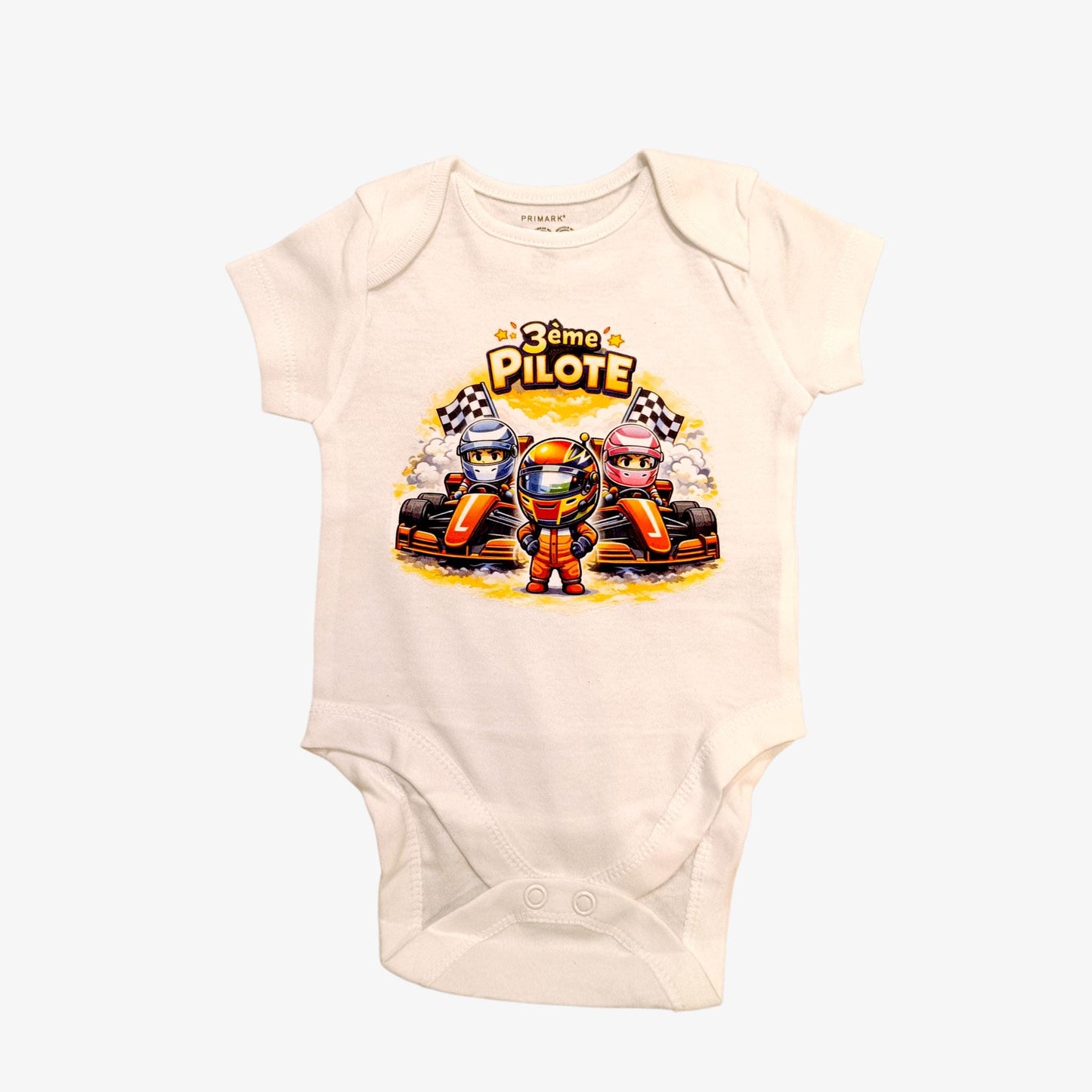 Body bébé “3ème Pilote” – Thème F1 McLaren Annonce grossesse originale – Cadeau futur papa & maman fans de Formule 1