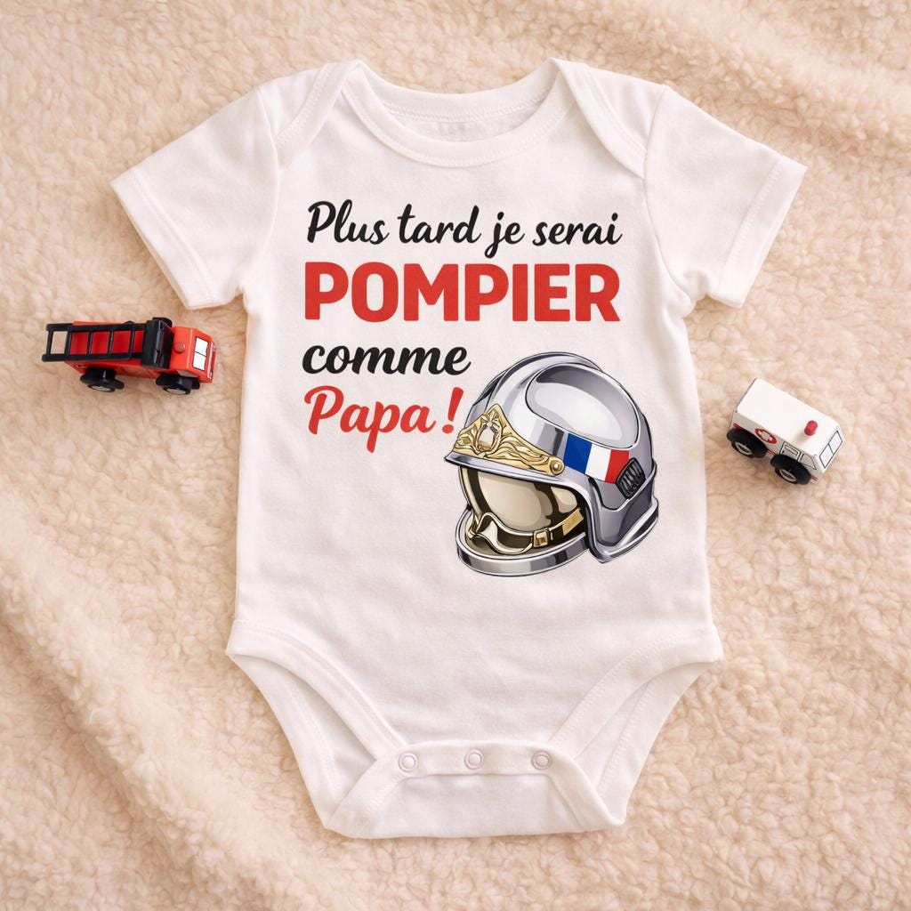 Body bébé plus tard je serai pompier comme papa ou maman, personnalisé