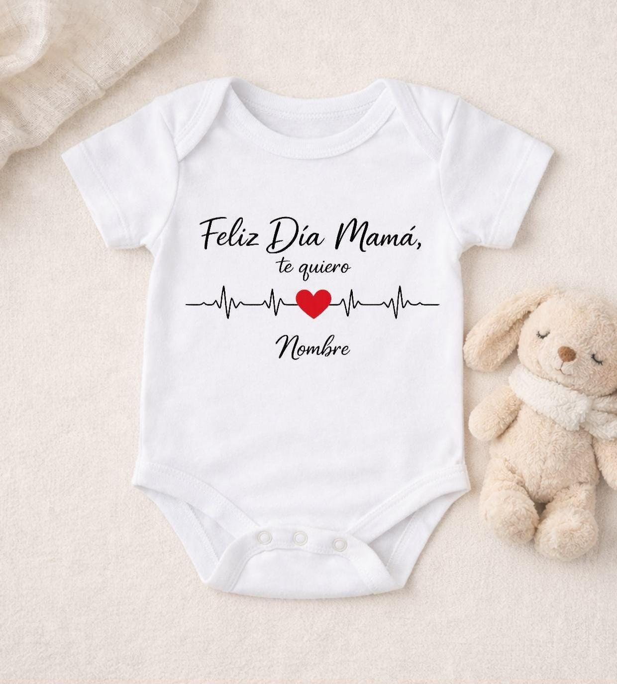 Body bebé personalizado Día de la Madre con nombre – Regalo mamá recién nacido – Ropa bebé original – Anuncio embarazo – Te quiero mamá