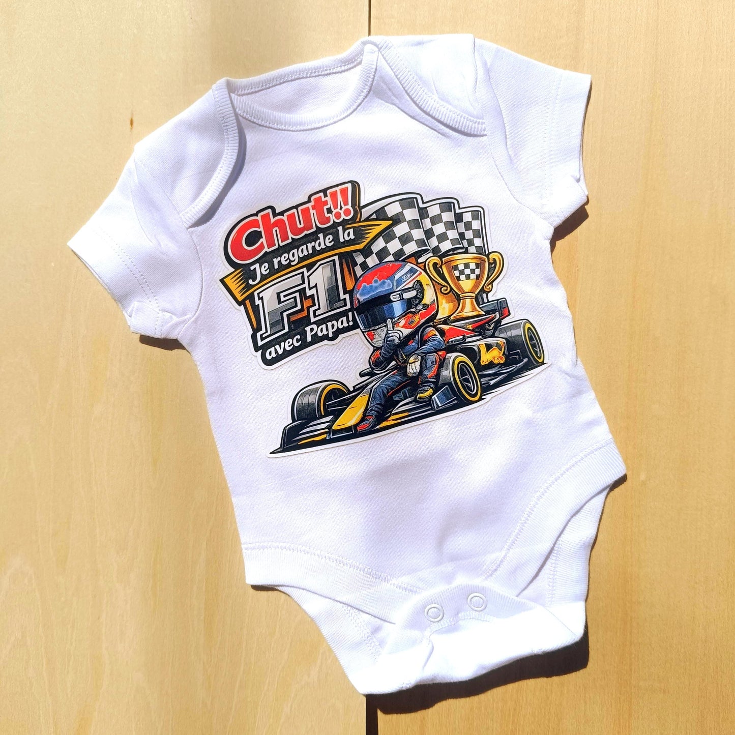 Body bébé F1 – Chut ! Je regarde la F1 avec Papa ! Verstappen / Red Bull
