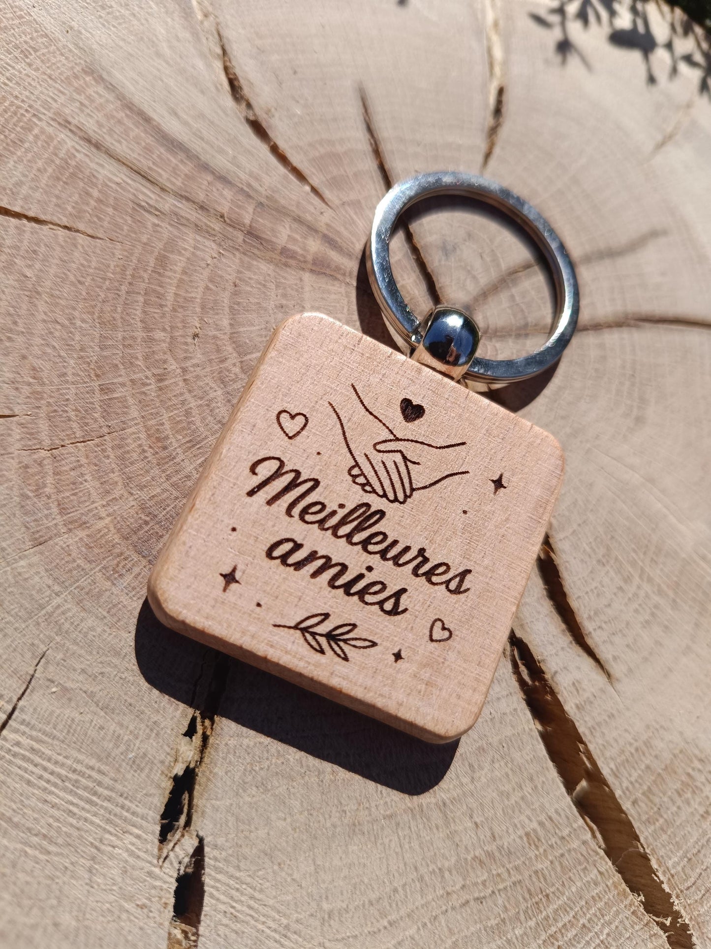 Porte clé en bois gravé, meilleures amies, cadeau amitié, couple famille cadeau déclaration, cadeau anniversaire