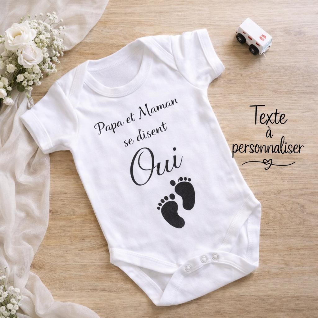 Body bébé mariage personnalisé, papa et maman se disent oui, annonce mariage grossesse, body bébé cérémonie, cadeau mariage original