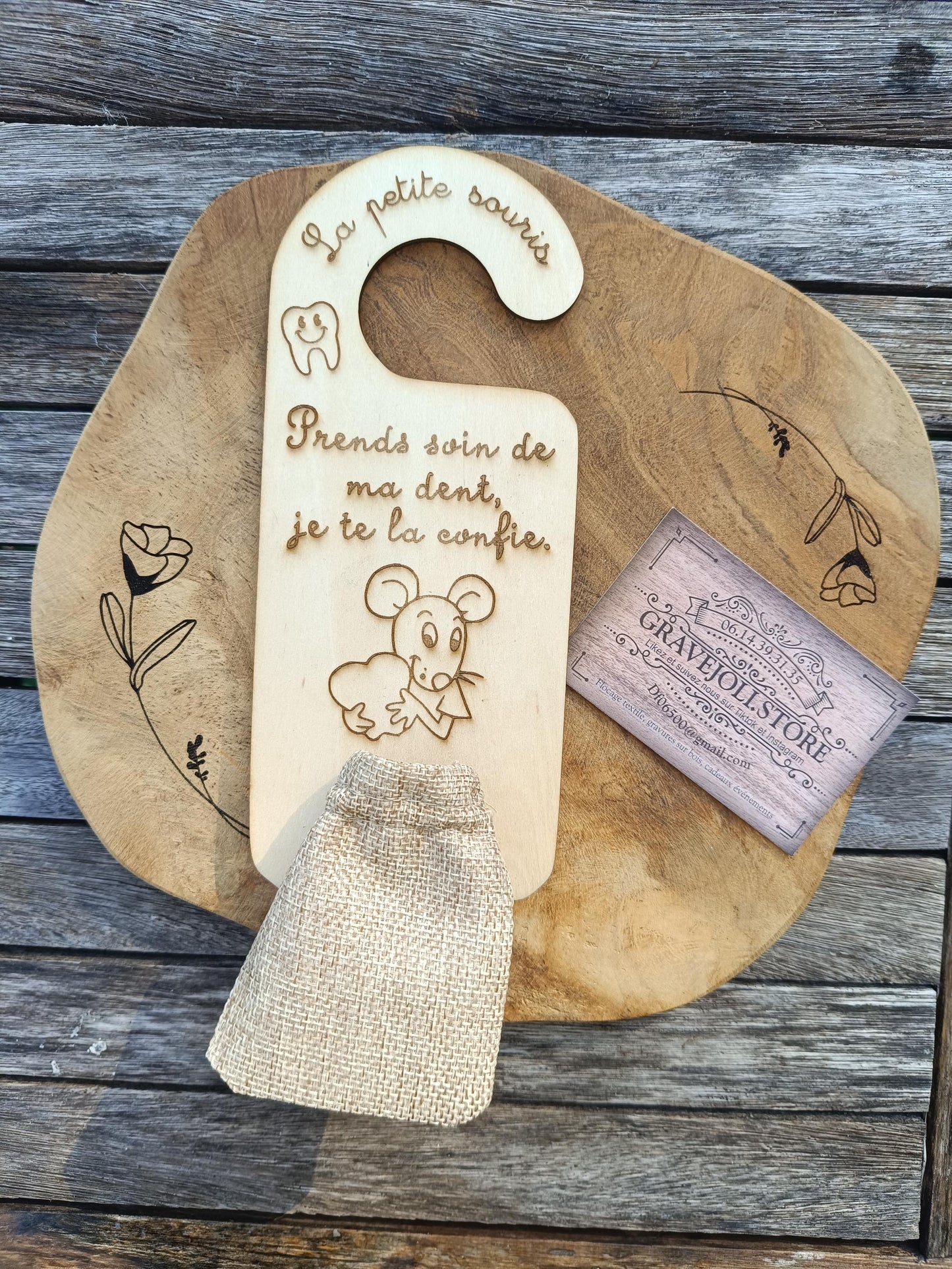 Panneau de porte pour la petite souris, dents de lait, boîte à dents, cadeau bébé naissance enfant, première dent qui tombe