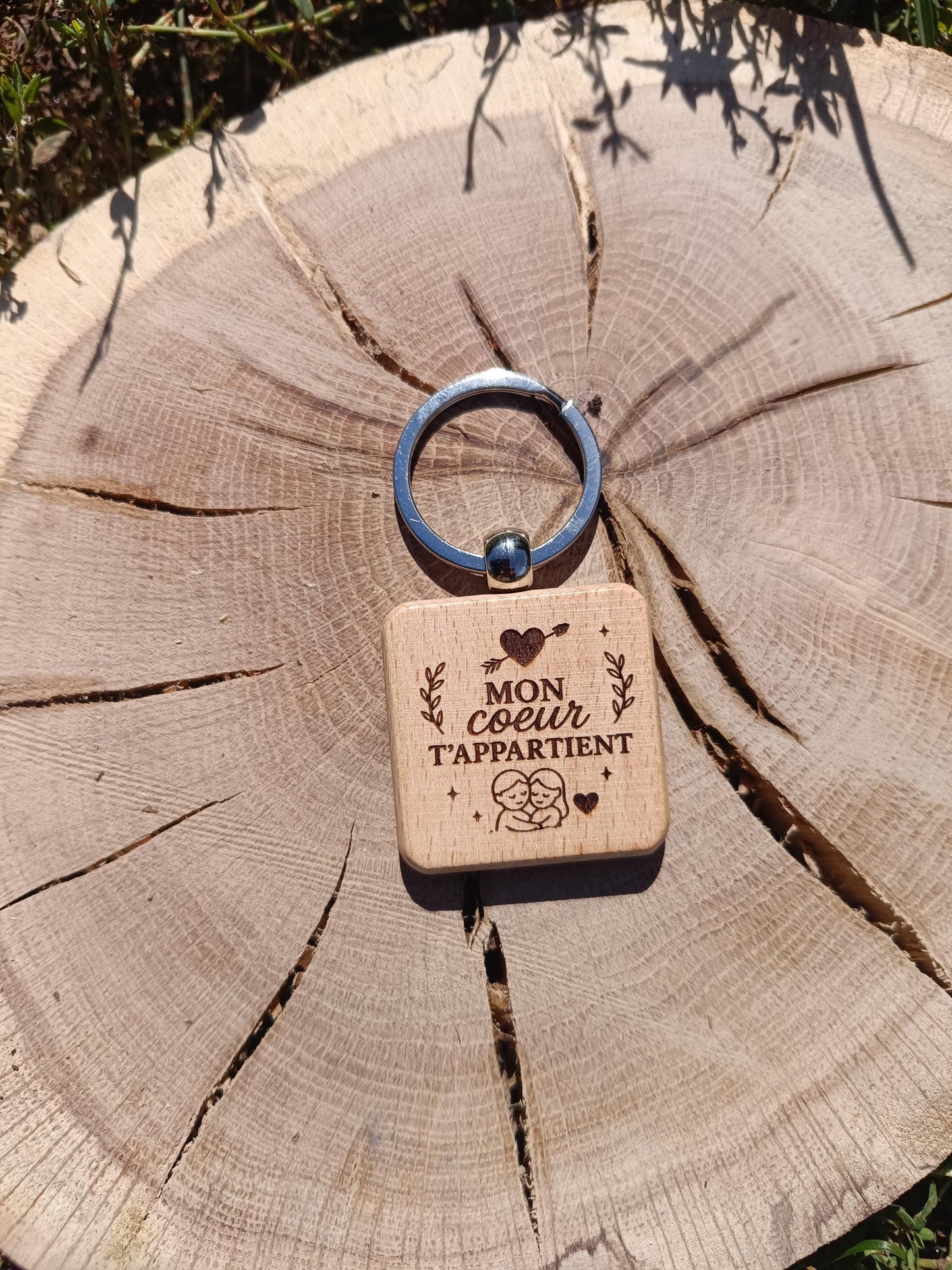 Porte clé en bois gravé, amour de ma vie, je t'aime maman, mon corps t'appartient, cadeau déclaration, fête des mères, cadeau anniversaire
