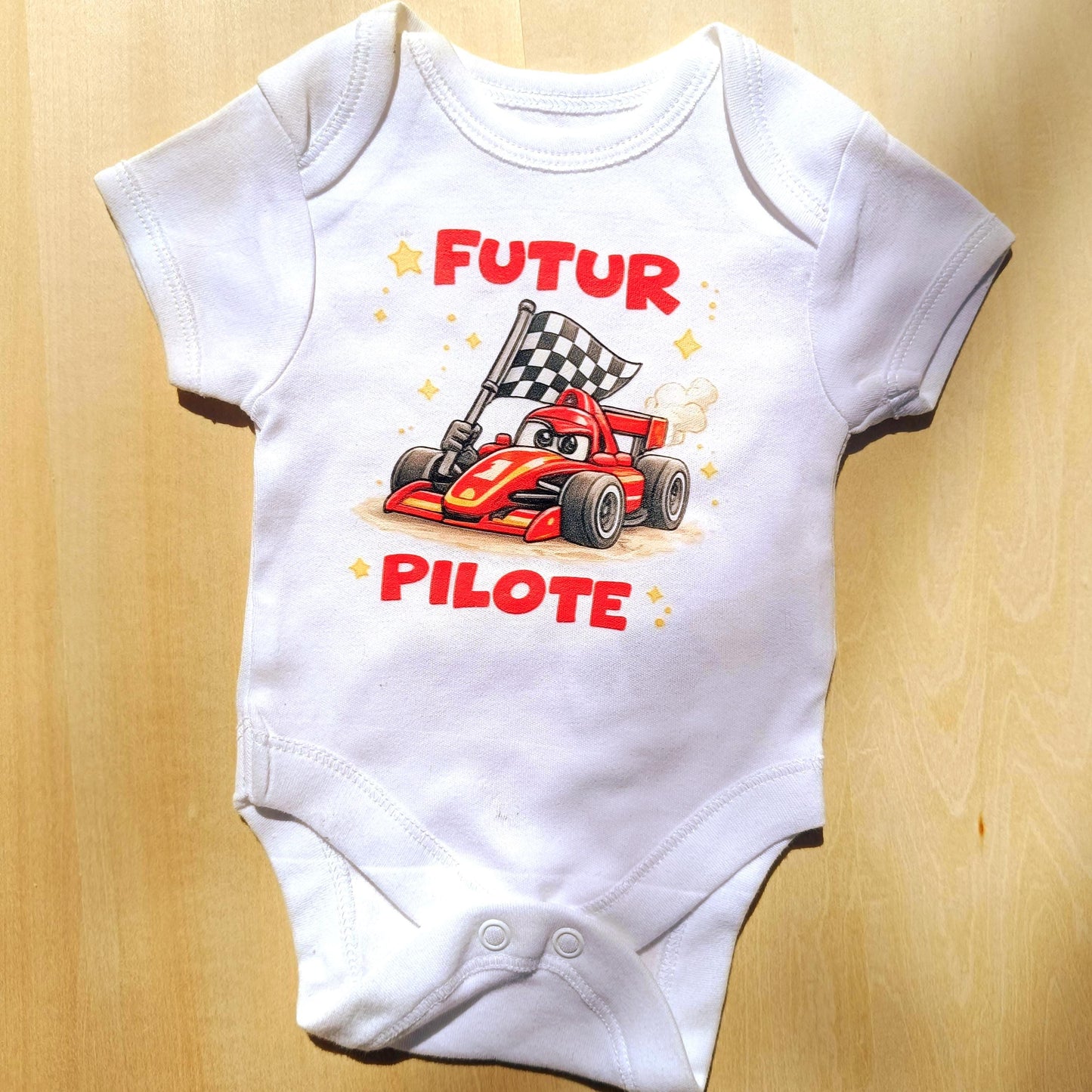 Body bébé, body personnalisé, idée cadeau naissance, body body pilote, pilote F1, bébé pilote, manches longues, vêtements bébé, futur pilote