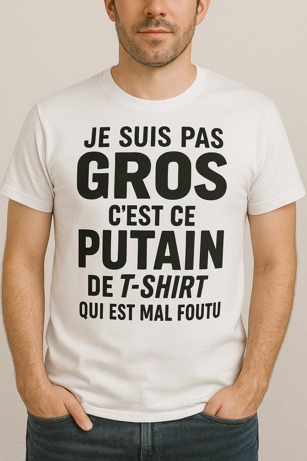 T-shirt homme “je suis pas gros, tshirt mal foutu” – Cadeau personnalisé & fun