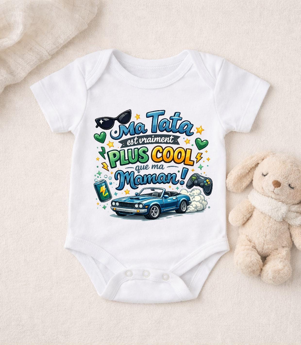 Body bébé ou tshirt enfant humour – Ma tata est plus cool que ma maman – Body bébé drôle – Cadeau naissance original – Tata cool