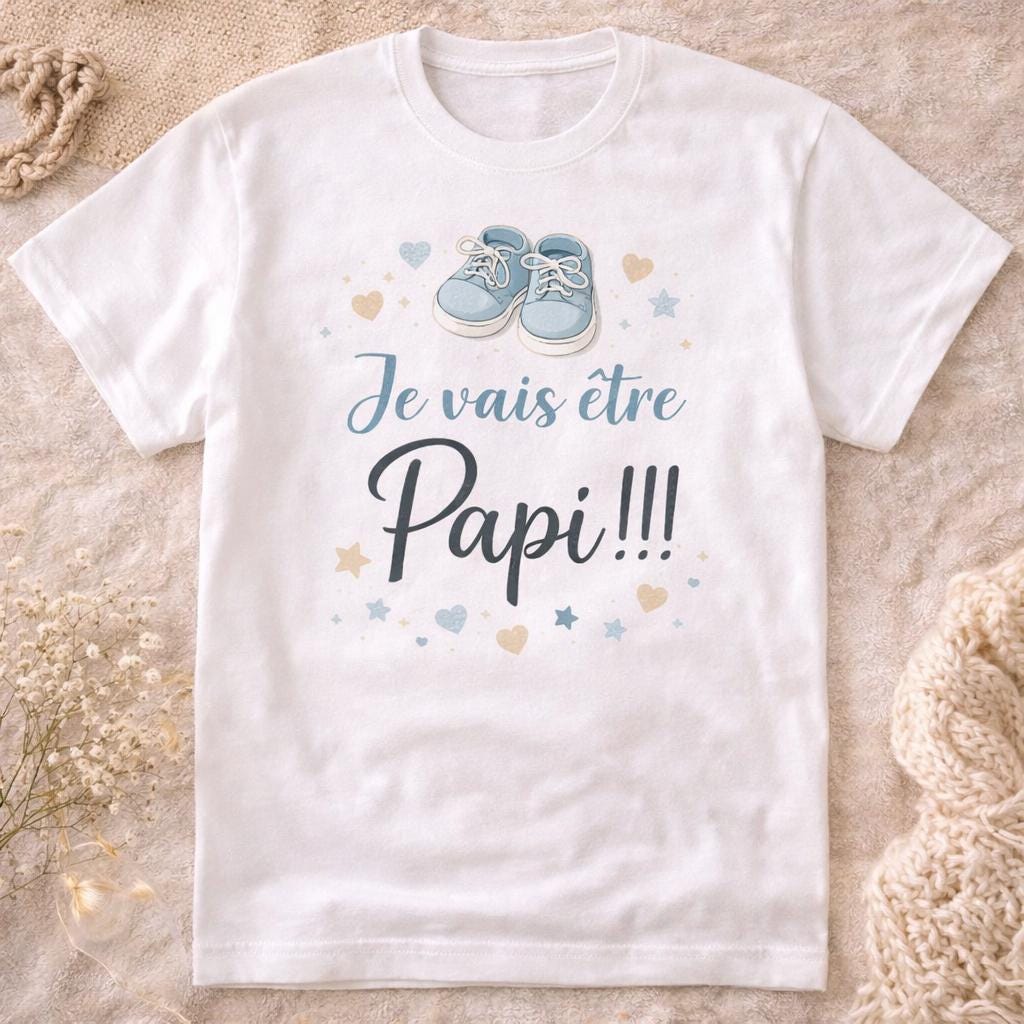 T-shirt homme “Futur Papi” – Annonce de grossesse humoristique & cadeau sentimental