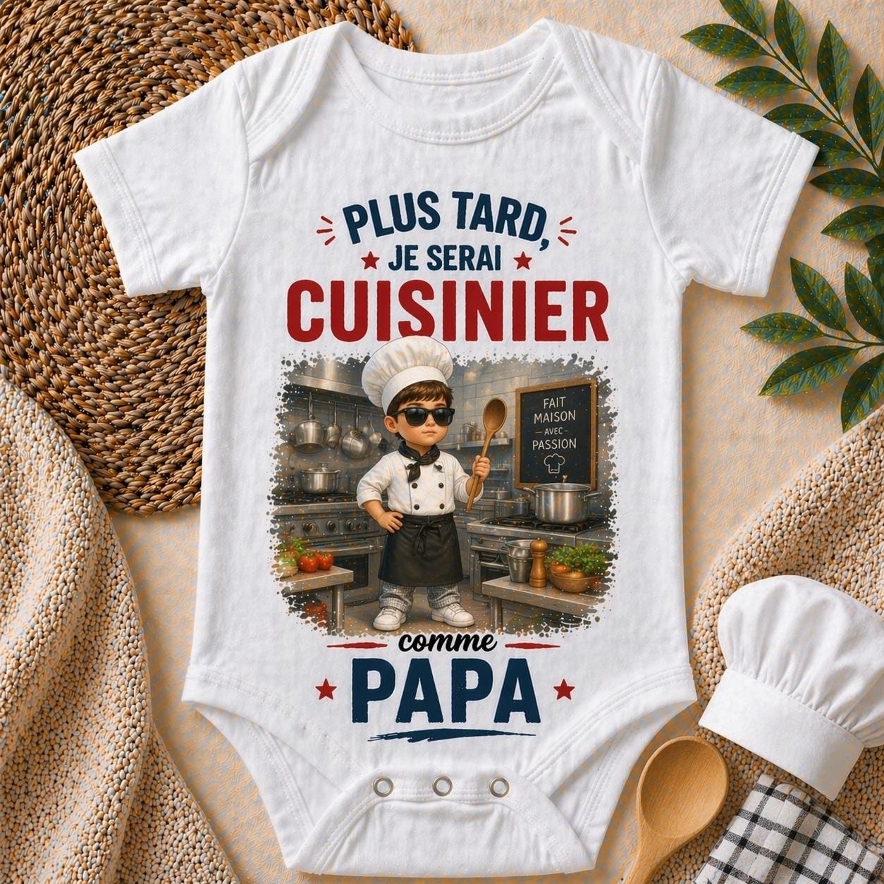 Body bébé plus tard je serai cuisinier comme papa – Cadeau naissance original – Body bébé humour – Idée cadeau papa – Body personnalisé