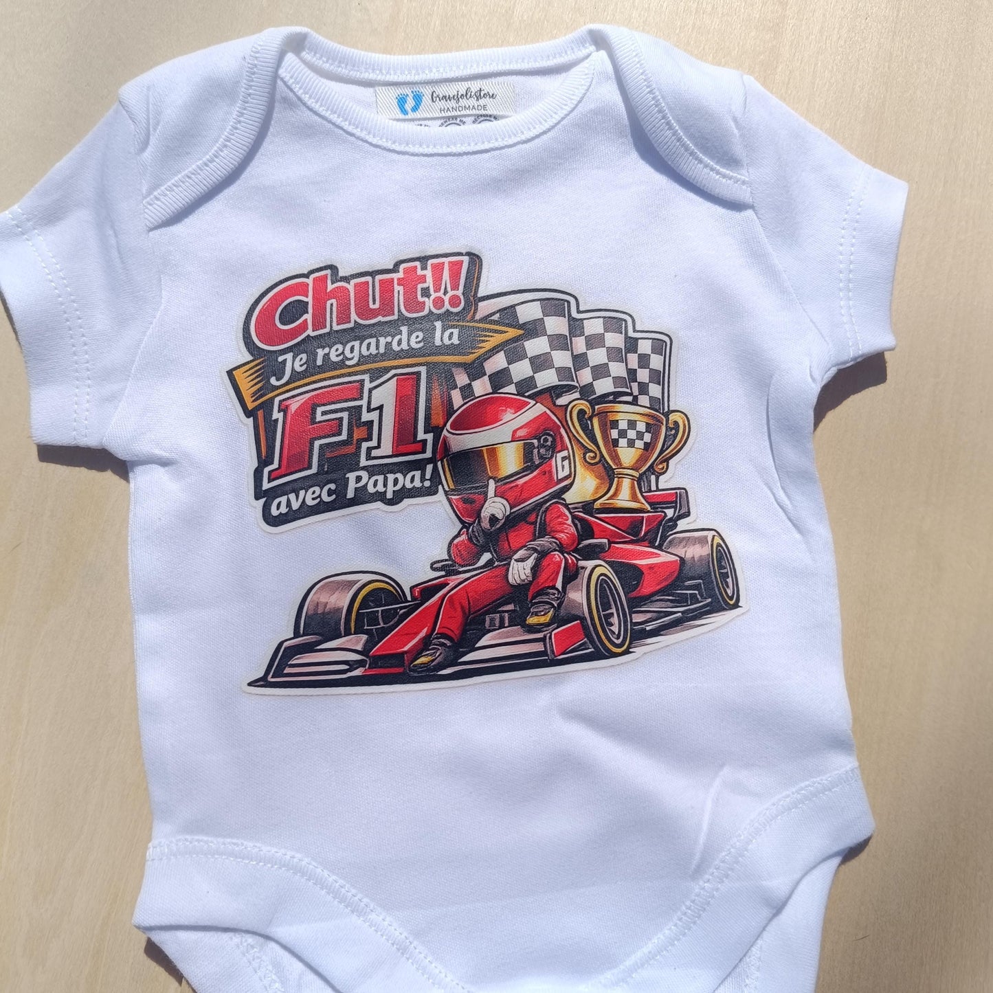 Body bébé F1 – Chut ! je regarde la F1 avec Papa– Charles Leclerc Ferrari
