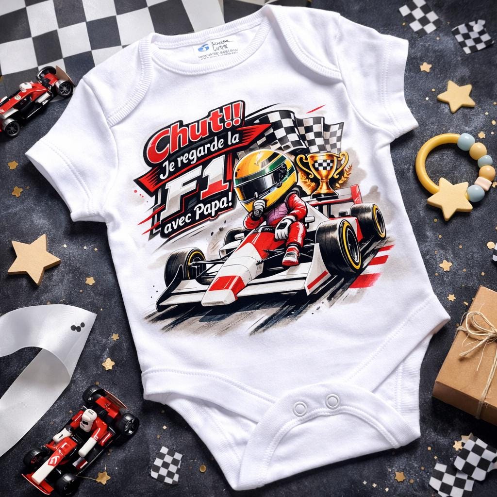 Body bébé F1 – Chut, je regarde la F1 avec Papa – Ayrton Senna Mclaren