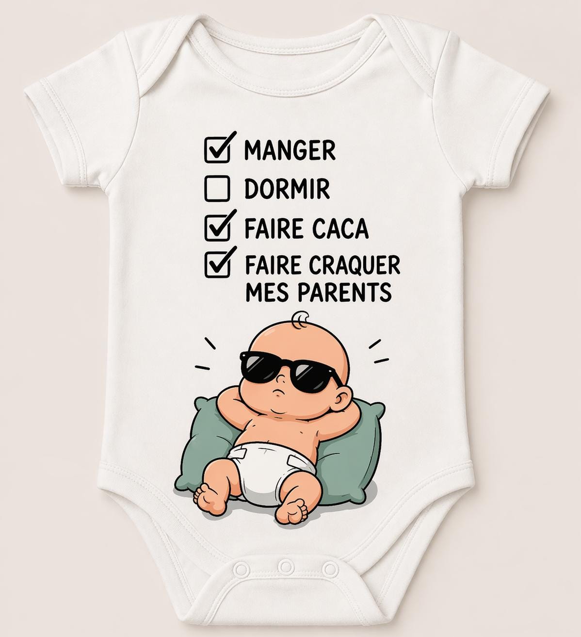 Body bébé ou tshirt humoristique "check list"  – Cadeau naissance original – Body bébé humour – cadeau papa – Body personnalisé