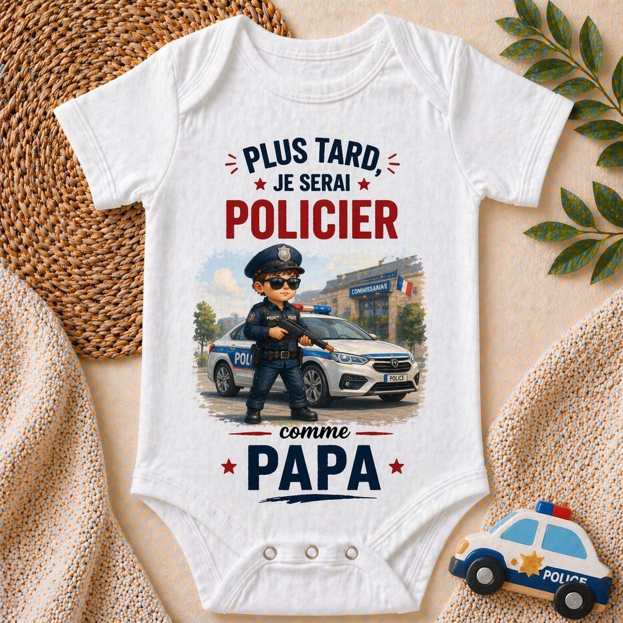 Body bébé plus tard je serai policier comme papa – Cadeau naissance original – Body bébé humour – Idée cadeau papa – Body personnalisé