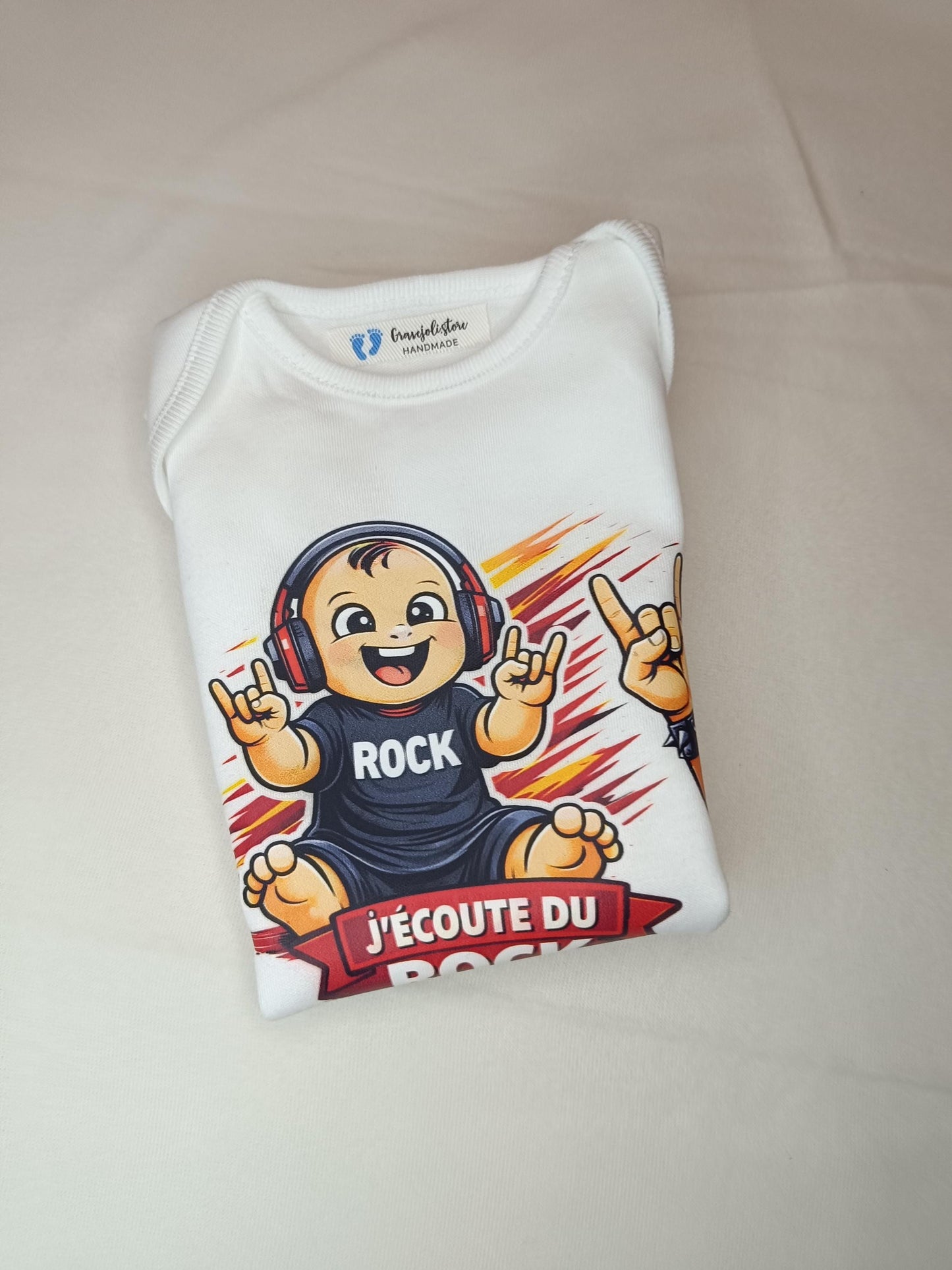 Body Bébé Rock avec Papa - Musique Metal Personnalisé Hard Rock Cadeau Futur Papa Annonce Grossesse