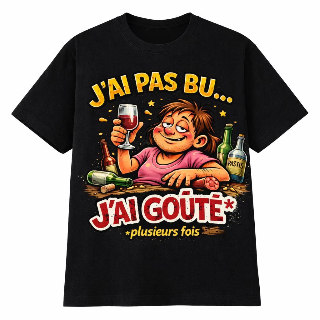 T-shirt humour apéro femme homme | J’ai pas bu j’ai goûté plusieurs fois | Cadeau drôle alcool | Tee-shirt humour français