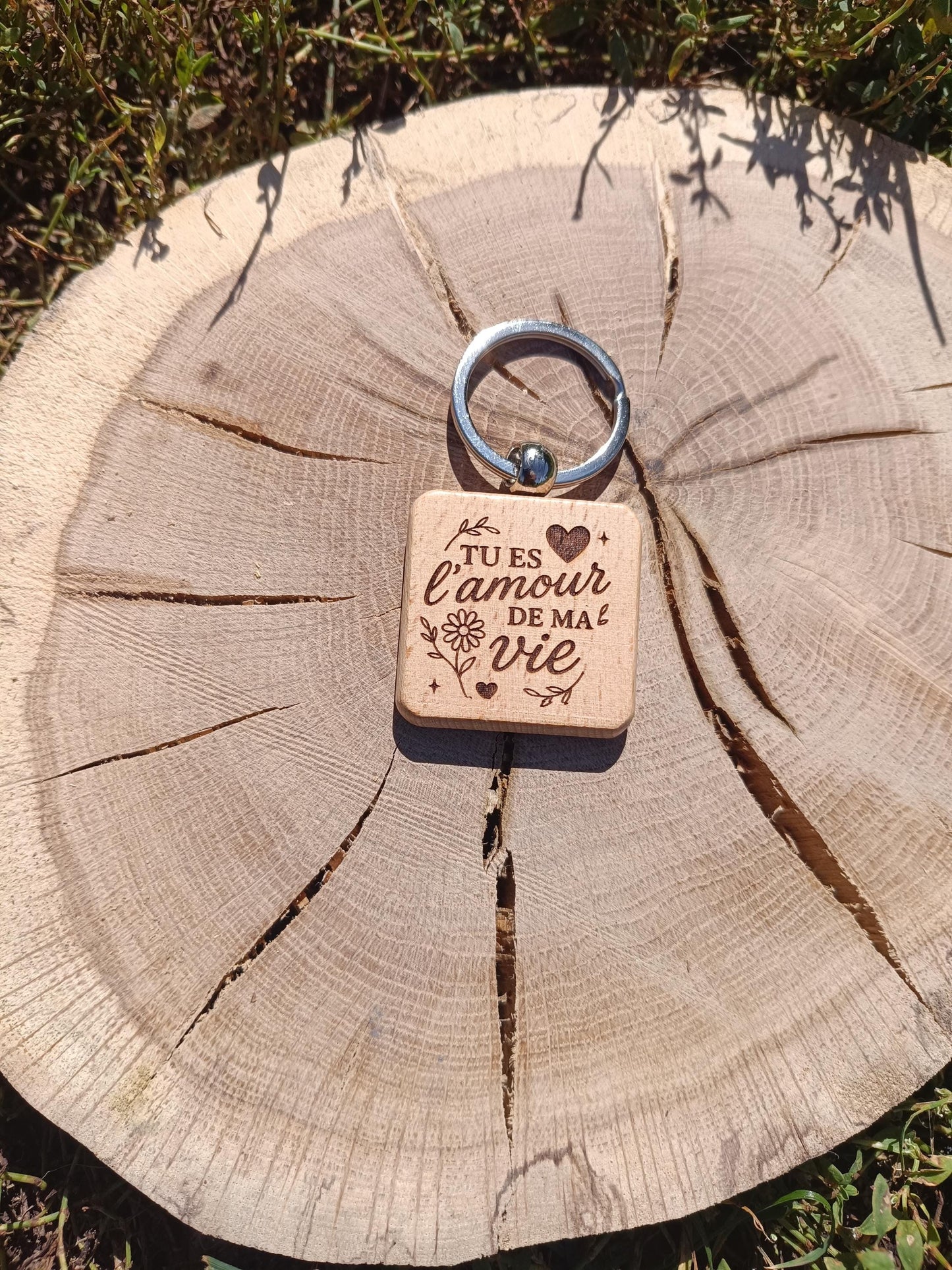 Porte clé en bois gravé, amour de ma vie, je t'aime maman, couple famille cadeau déclaration, fête des mères, cadeau anniversaire