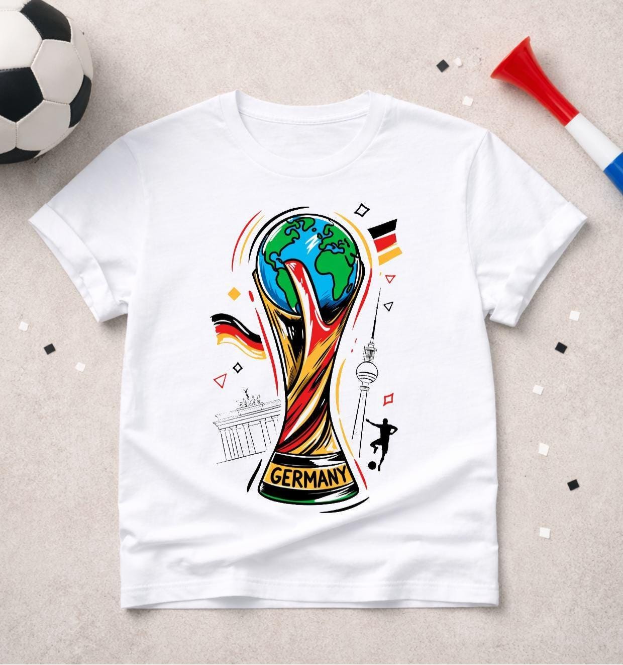 T-shirt adulte ou enfant ou body bébé Coupe du Monde 2026 foot Allemagne