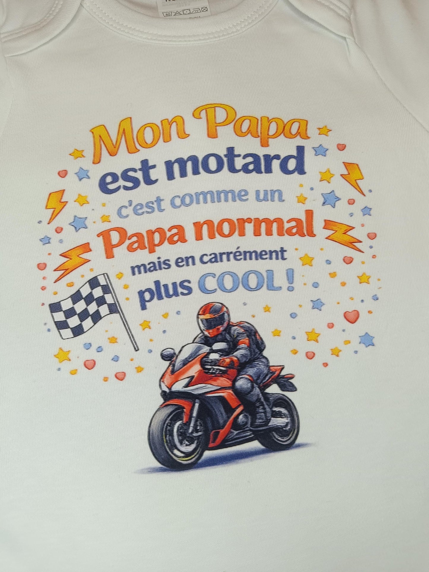 Body bébé “Mon papa est motard/pilote” – Body naissance pour futur biker – Cadeau humour