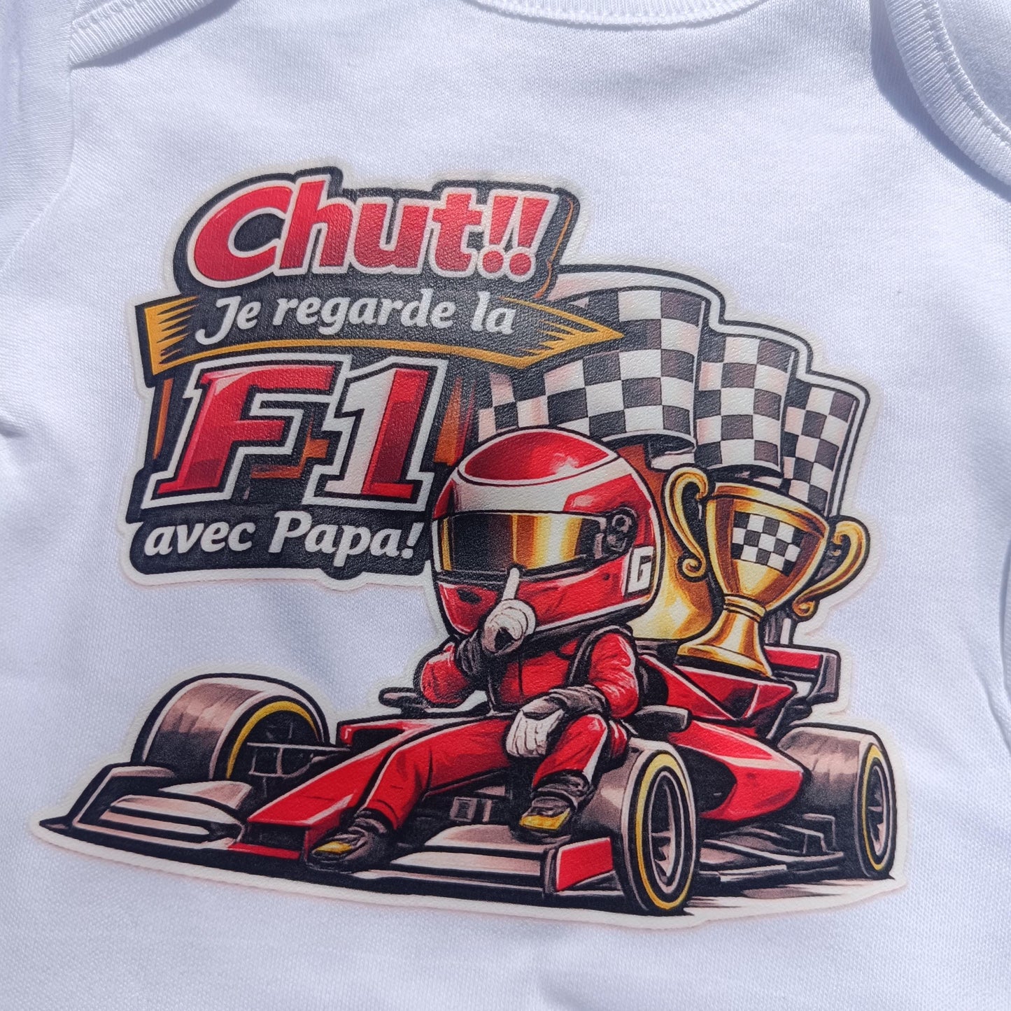 Body bébé F1 – Chut ! je regarde la F1 avec Papa– Charles Leclerc Ferrari