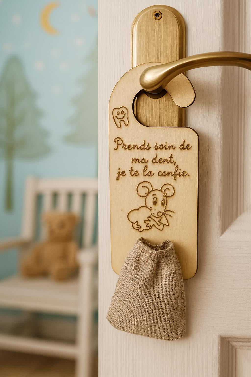 Panneau de porte pour la petite souris, dents de lait, boîte à dents, cadeau bébé naissance enfant, première dent qui tombe