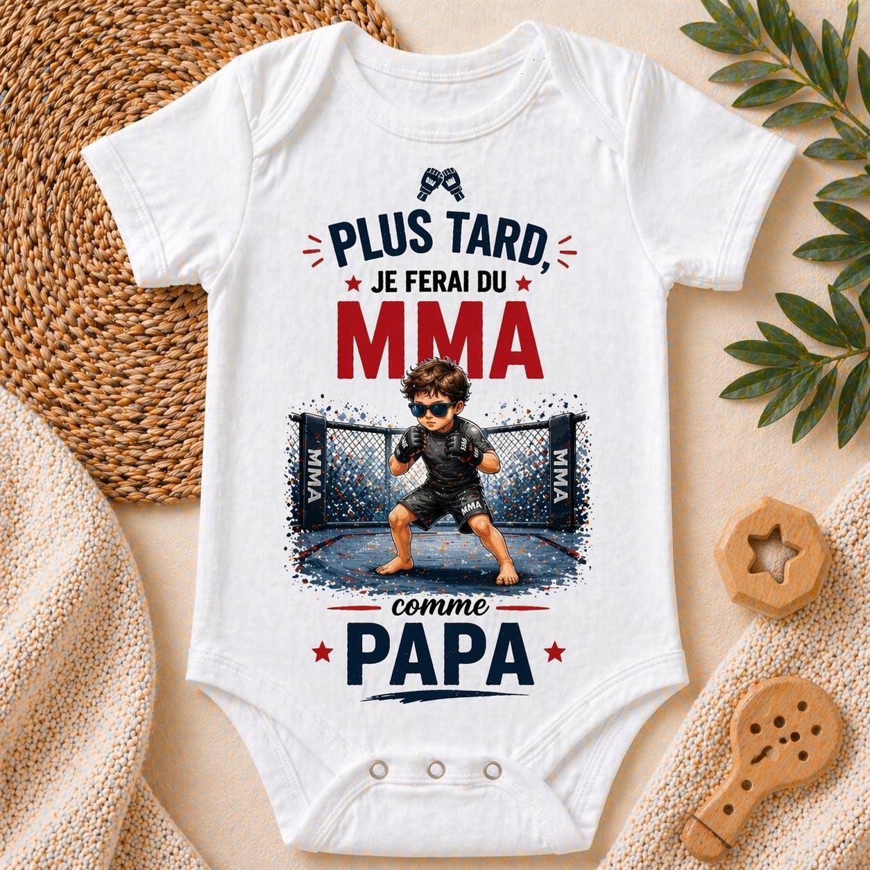 Body bébé plus tard je ferai du MMA comme papa – Cadeau naissance original – Body bébé humour – Idée cadeau papa – Body personnalisé